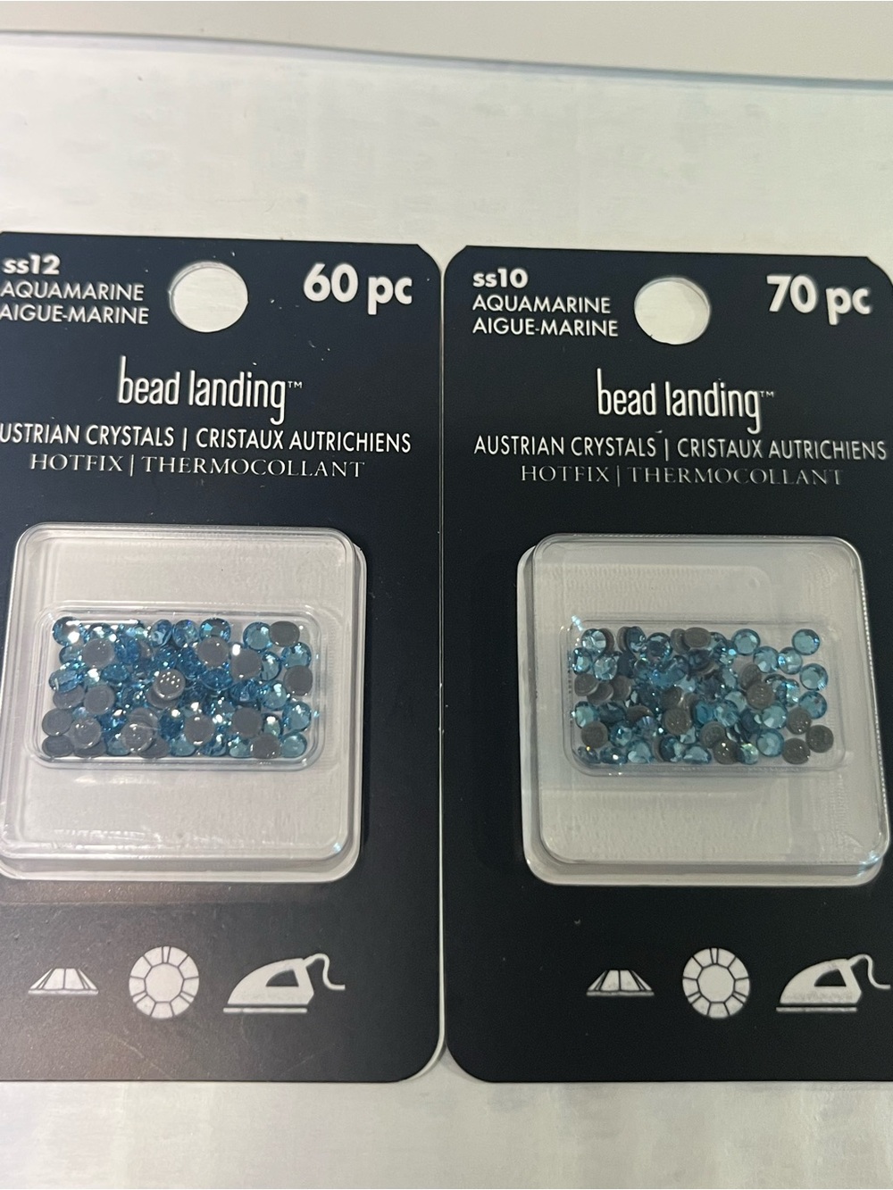 bead landing Aquamarine Austrian Crystal Hotfix Rhinestones - Aquamarine